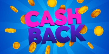 Bozuk paralarla birlikte nakit para arka planı. Nakit veya para iade etiketi. Vektör illüstrasyonu