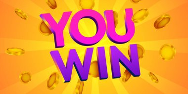 Sen kazandın. Altınla imzala. Vektör illüstrasyonu