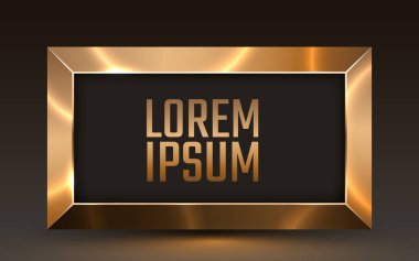 Altın lüks, parlak sınır. Altın lüks gerçekçi çerçeve. Vektör illüstrasyonu