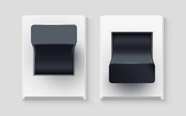 Gerçekçi anahtarlar açılıp kapatılıyor. Plastik düğme. Vektör illüstrasyonu