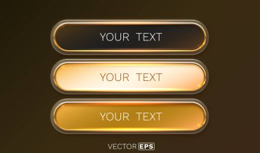 Altın çerçeve etiketi, set rengi, olay çubuğu düğmesi, altın tabela. Vektör