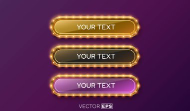 Düğme çerçevesi etiketi, bar kumarhanesi, gösteri tabelası. Vektör