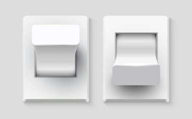 Gerçekçi anahtarlar açılıp kapatılıyor. Plastik düğme. Vektör illüstrasyonu