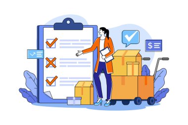 İş kadını ürün kalitesini kontrol ediyor