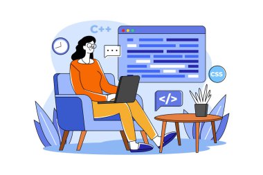 Woman programming on a laptop