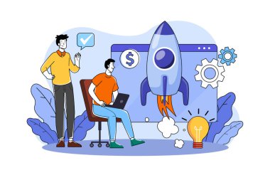 Erkekler sanal ekranda bir başlangıç başlatıyorlar