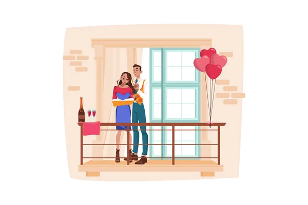 Couple Love Illustration Concept Flat Illustration Isolated White Background — Stock Vector
