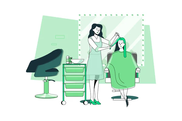 stock vector Woman getting her hair dyed by hairstylist at beauty salon.