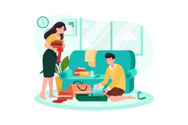 The couple has a problem with packing for the trip
