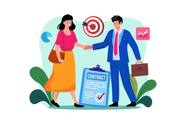 Woman Man Business Contract — Stock Vector