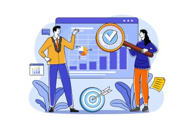 Beyaz arkaplan üzerindeki Veri Analitik Çizim kavramı