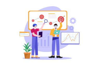 Erkekler sanal ekranda bir başlangıç başlatıyorlar