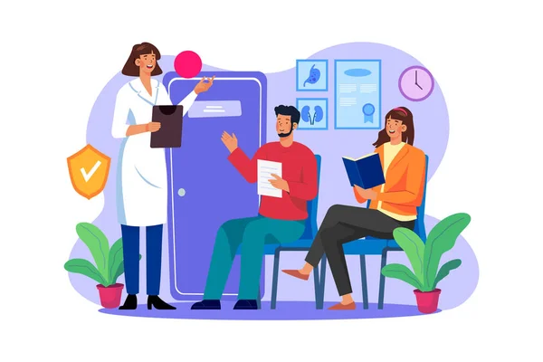 Waiting Room Illustration Concept White Background — Stock Vector
