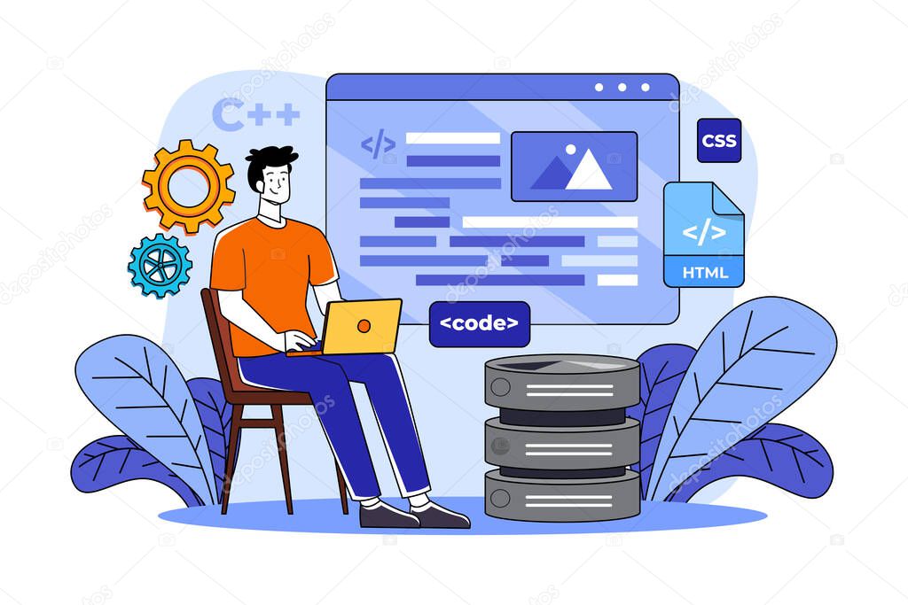 Web coding Illustration concept on white background