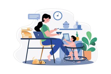 Working From Home With Handling Baby