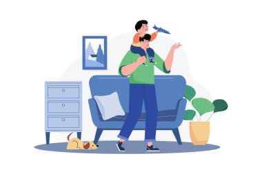 Mutlu Oğul babasının omzuna biniyor.