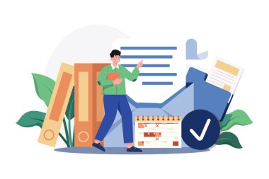 Müdür Illustration konsepti. Beyaz arkaplanda izole edilmiş düz bir illüstrasyon