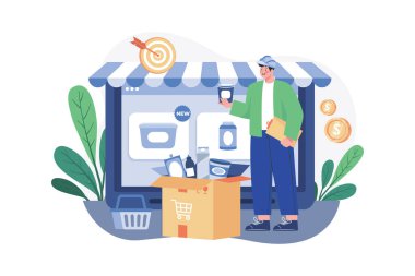 Ürün Mühendisi Illustration konsepti. Beyaz arkaplanda izole edilmiş düz bir illüstrasyon