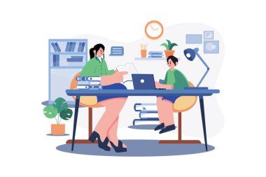 Özel ders illüstrasyon konsepti. Beyaz arkaplanda izole edilmiş düz bir illüstrasyon