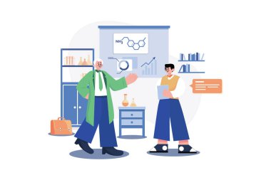 Yardımcı Profesör Illustration konsepti. Beyaz arkaplanda izole edilmiş düz bir illüstrasyon