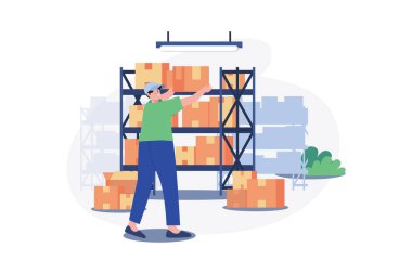 Male Workers Arranging Boxes In The Warehouse