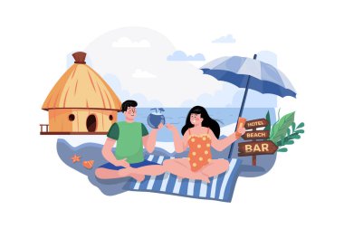 Man And Woman Resting At A Seaside Resort