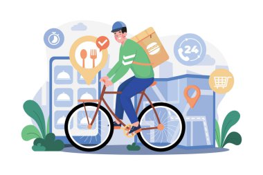 Food Delivery Service, Male Courier With Large Backpack