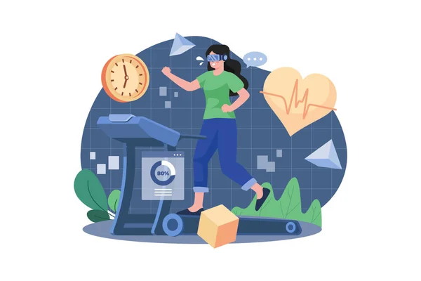 Woman Running Treadmill Using — Διανυσματικό Αρχείο