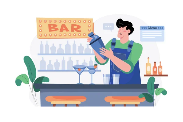 Barman Uniform Making Cocktails — Stock Vector
