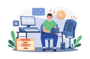 Music Producer Illustration concept on white background