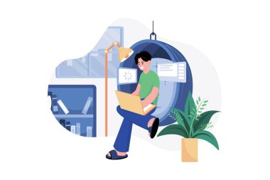 Evden çalışan serbest çalışan bir erkek.