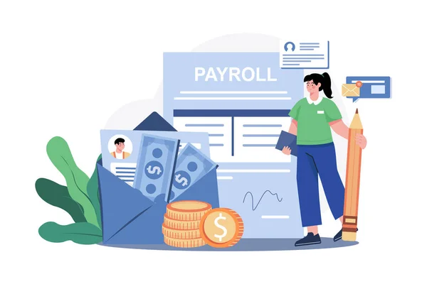 Payroll Manager Illustratie Concept Witte Achtergrond — Stockvector