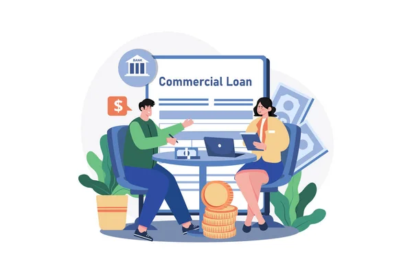 Commerciale Loan Officer Illustrazione Concetto Sfondo Bianco — Vettoriale Stock