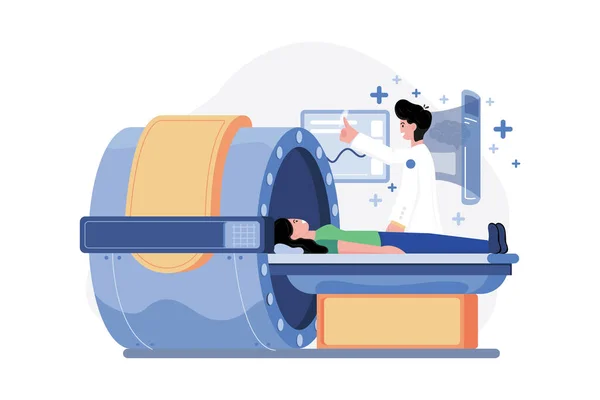 Doctor Checking Patient Health Using Mri Machine — Stock Vector