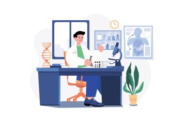 Araştırma Laboratuvarı Illustration konsepti. Beyaz arkaplanda izole edilmiş düz bir illüstrasyon