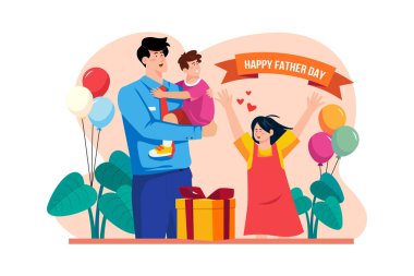 Babalar Günü Illustration konseptin kutlu olsun. Beyaz arkaplanda izole edilmiş düz bir illüstrasyon