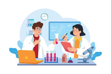 Laboratuvarda çalışan tıp uzmanları.