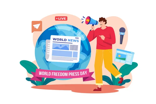 World Freedom Press Day Illustration Concept Flat Illustration Isolated White — Stock Vector