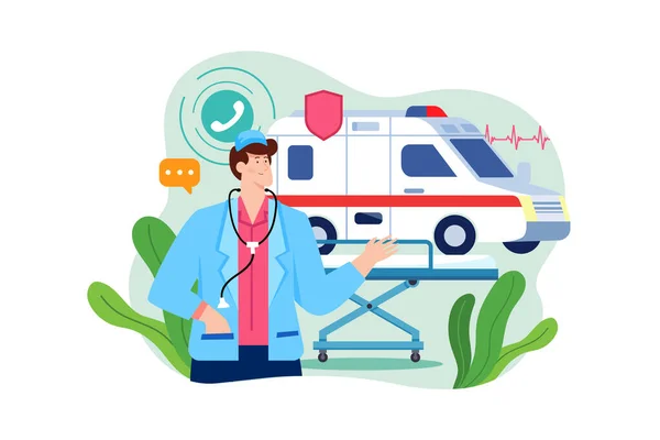 Male Paramedic Ambulance Van — Stock Vector
