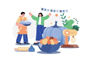 Thanksgiving Day Illustration concept. Flat illustration isolated on white background