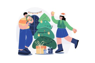 Mutlu Noeller çizim konsepti. Beyaz arkaplanda izole edilmiş düz bir illüstrasyon