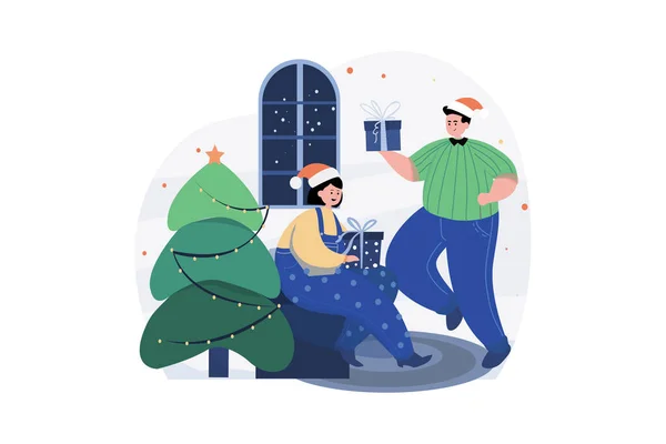 Feliz Navidad Ilustración Concepto Una Ilustración Plana Aislada Sobre Fondo — Vector de stock