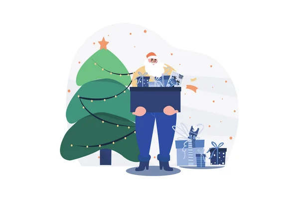 Frohe Weihnachten Illustration Konzept Eine Flache Illustration Isoliert Auf Weißem — Stockvektor