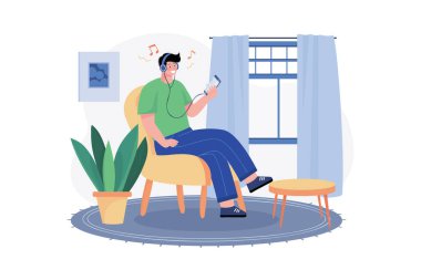 Kulaklıkla Müzik Dinleyen Adam Cep Telefonu Kullanıyor