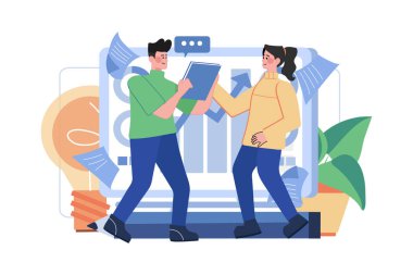 Beyaz arka planda İş İnsanları İllüstrasyon Konseptini Çözüyor