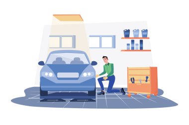 Beyaz arkaplanda Araba Akordu Çizimi konsepti