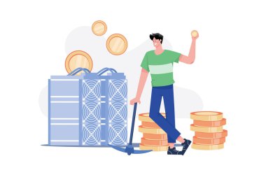 Blockchain Explorer Illustration konsepti. Beyaz arkaplanda izole edilmiş düz bir illüstrasyon