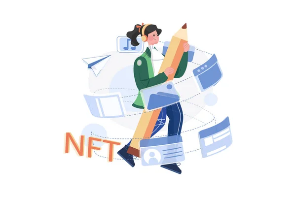 Nft Artista Ilustração Conceito Uma Ilustração Plana Isolada Sobre Fundo —  Vetores de Stock