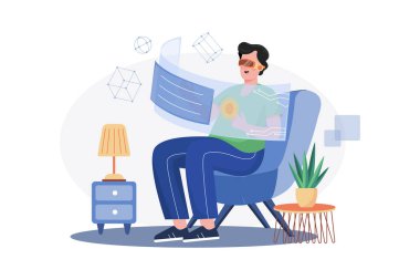 Boş Zaman Kullanan Adam VR gözlük takıyor.