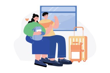 Sevgililer Günü Illustration konsepti. Beyaz arkaplanda izole edilmiş düz bir illüstrasyon